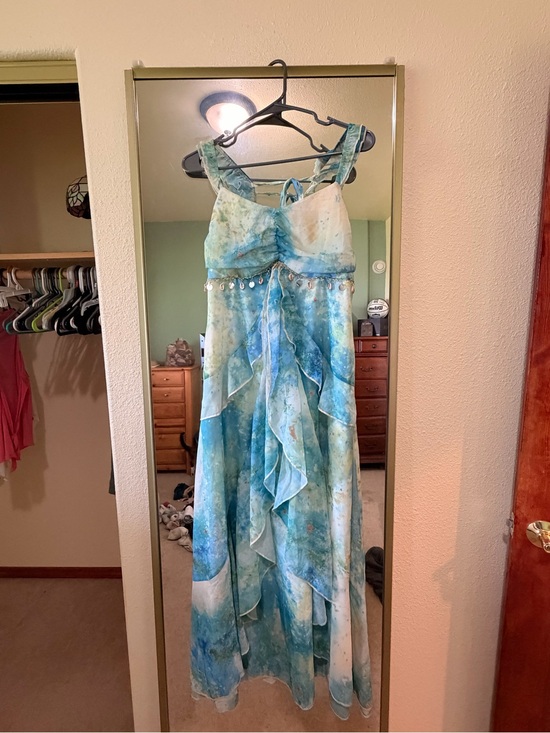 Dresses & Skirts - Blue Fairycore Watercolor Ruffle Maxi Dress - Women